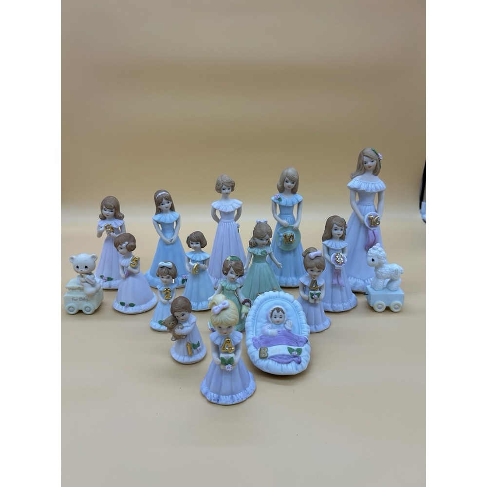 Enesco Growing Up Girls Figurine Lot Partial Set w/ Baby Bear & Lamb READ Desc. - Picture 2 of 10